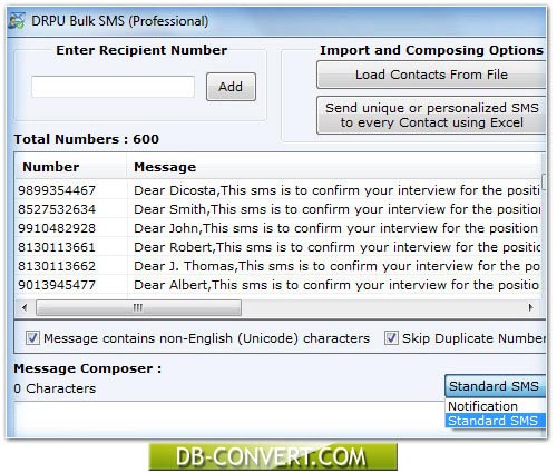 Bulk text messaging software – Professional Screenshot