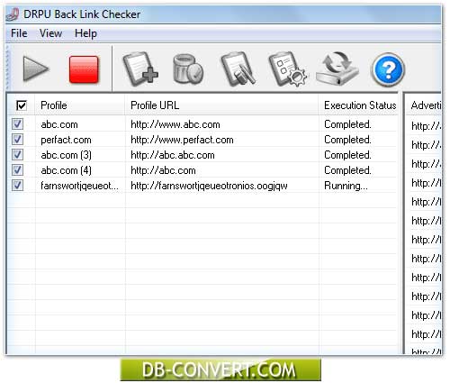 Reciprocal Link Analysis Software screen shot