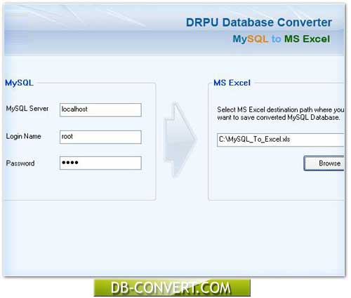 Screenshot of MySQL to Excel Converter