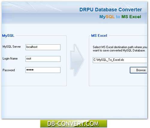 Screenshot of MySQL to Excel Converter 4.0.1.5