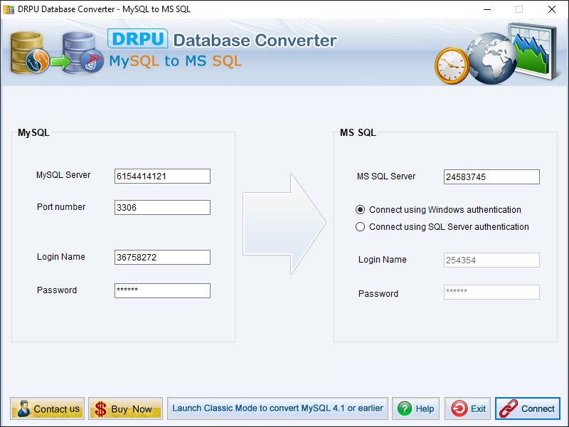 MySQL to MSSQL converter tool transfer MySQL server databases to Microsoft SQL