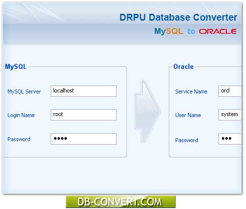 Screenshot of MySQL to Oracle Database Converter