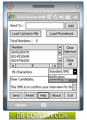 Screenshot of Text Messaging Software For Pocket PC