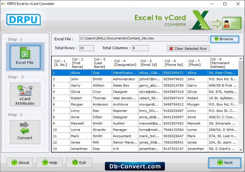 Excel to vCard Converter