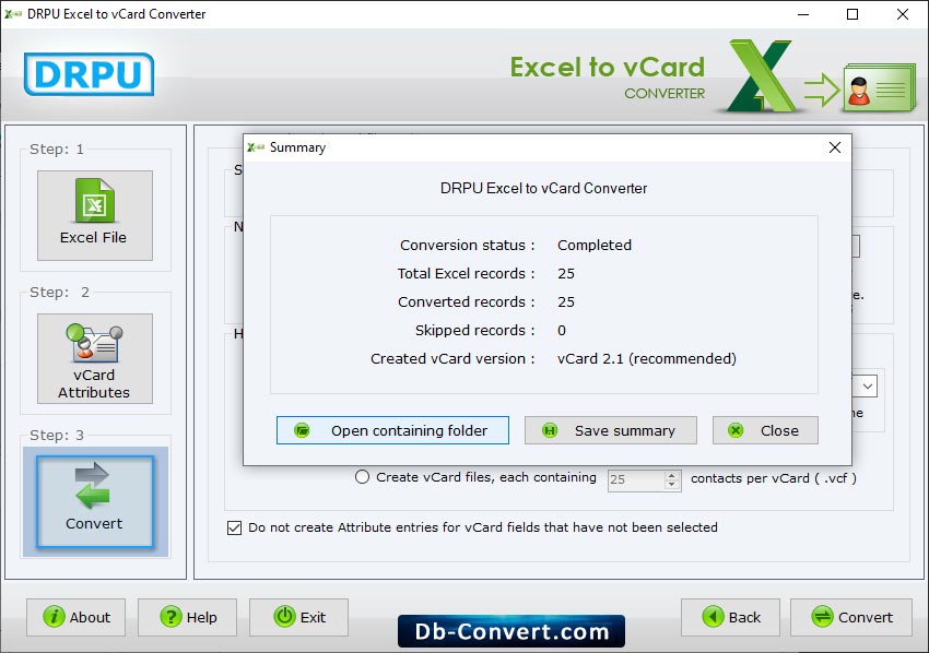 Status of Conversion Process