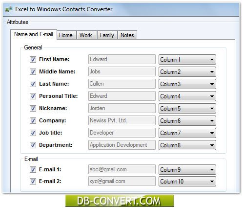 Excel to Windows Contacts Converter