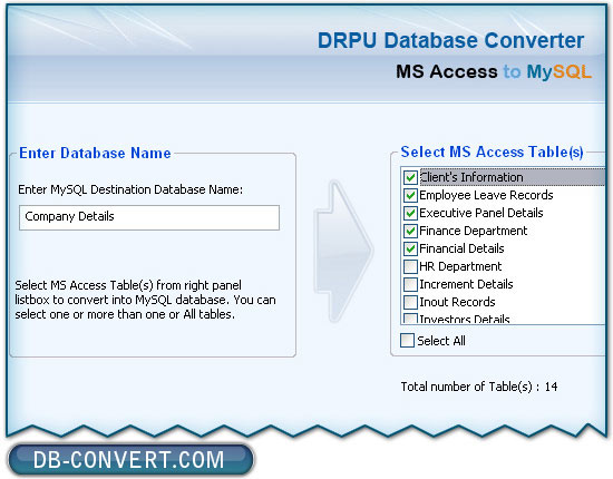 MS Access to My SQL database conversion program
