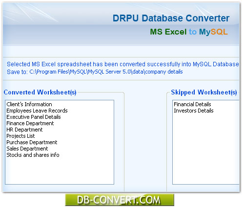 MS Excel to MySQL Database Converter