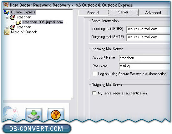 Outlook express password retrieval program