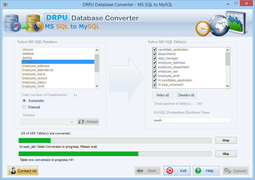 MS SQL to MySQL Database Converter
