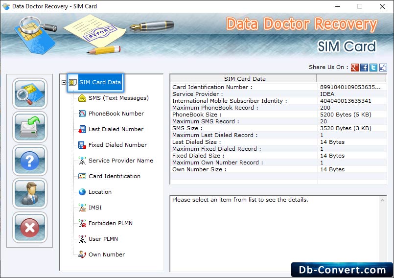 SIM card data