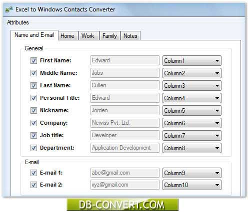 Excel to Windows Contacts Converter screenshot